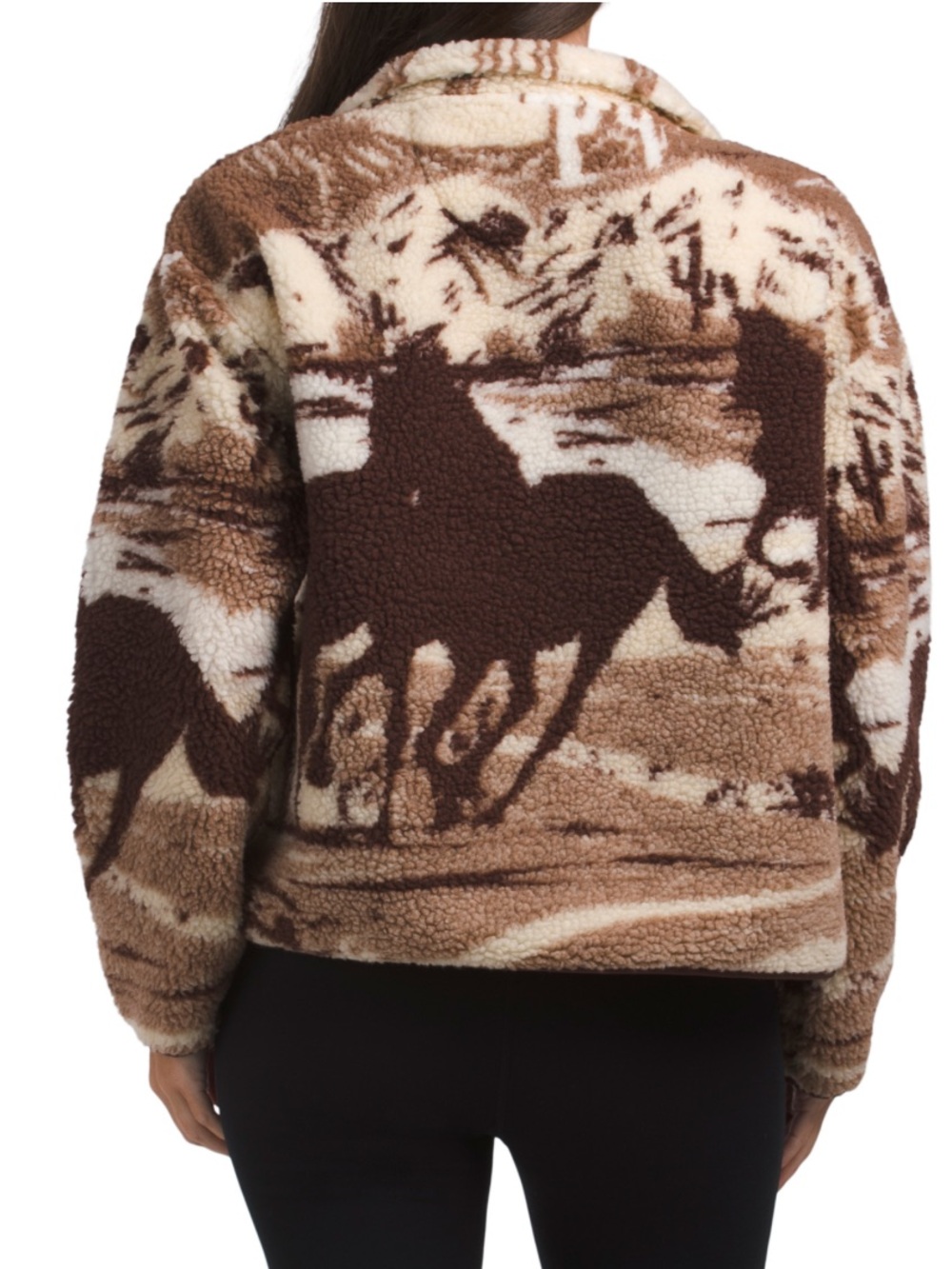 NWT KYODAN sherpa horse landscape mock neck full zip jacket - S